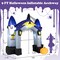 Slickblue; 9 ft Halloween Inflatable Ghost Castle Archway, Light-Up Pumpkin, Glowing Ghost and Bat Banner, Multicolor LED Outdoor Entrance Decoration with Stakes and Ropes; Category:Halloween Inflatables; Image:4